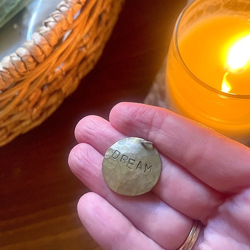 VTG Hammered Gold Tone 'Dream' Pendant